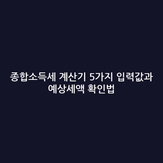 종합소득세 계산기 5가지 입력값과 예상세액 확인법