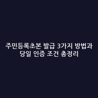 주민등록초본 발급 3가지 방법과 당일 인증 조건 총정리