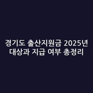 경기도 출산지원금 2025년 대상과 지급 여부 총정리