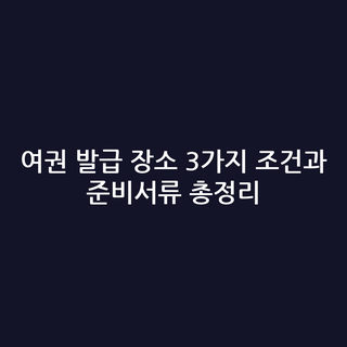 여권 발급 장소 3가지 조건과 준비서류 총정리
