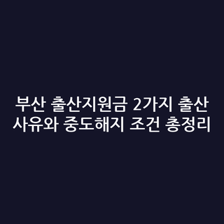 부산 출산지원금 2가지 출산 사유와 중도해지 조건 총정리