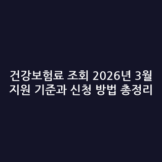 건강보험료 조회 2026년 3월 지원 기준과 신청 방법 총정리