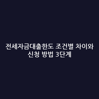 전세자금대출한도 조건별 차이와 신청 방법 3단계