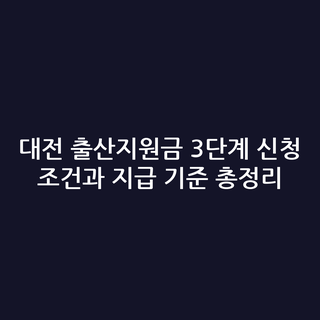 대전 출산지원금 3단계 신청 조건과 지급 기준 총정리