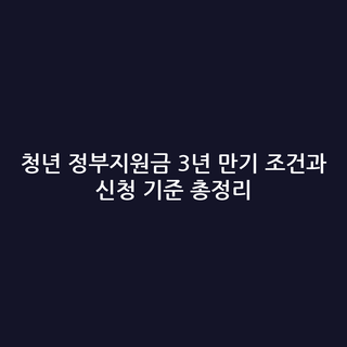 청년 정부지원금 3년 만기 조건과 신청 기준 총정리