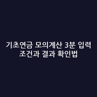 기초연금 모의계산 3분 입력 조건과 결과 확인법