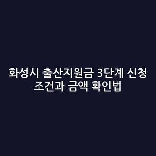 화성시 출산지원금 3단계 신청 조건과 금액 확인법