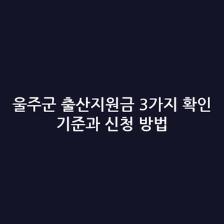 울주군 출산지원금 3가지 확인 기준과 신청 방법