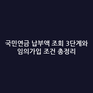 국민연금 납부액 조회 3단계와 임의가입 조건 총정리