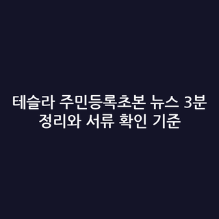테슬라 주민등록초본 뉴스 3분 정리와 서류 확인 기준