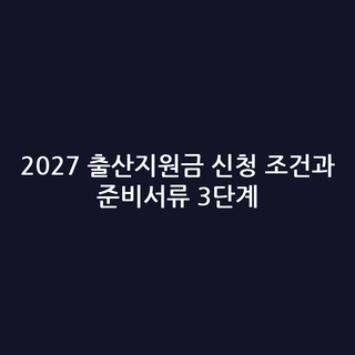 2027 출산지원금 신청 조건과 준비서류 3단계