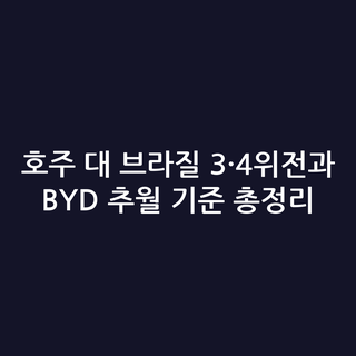 호주 대 브라질 3·4위전과 BYD 추월 기준 총정리