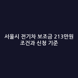 서울시 전기차 보조금 213만원 조건과 신청 기준