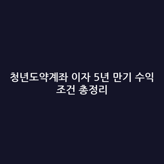청년도약계좌 이자 5년 만기 수익 조건 총정리