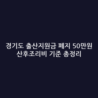 경기도 출산지원금 폐지 50만원 산후조리비 기준 총정리