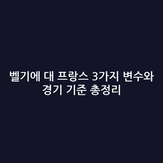 벨기에 대 프랑스 3가지 변수와 경기 기준 총정리