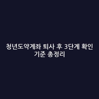 청년도약계좌 퇴사 후 3단계 확인 기준 총정리