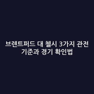 브렌트퍼드 대 첼시 3가지 관전 기준과 경기 확인법