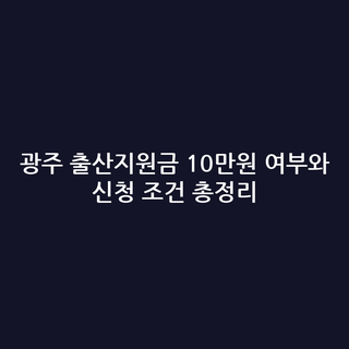광주 출산지원금 10만원 여부와 신청 조건 총정리