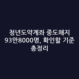 청년도약계좌 중도해지 93만8000명, 확인할 기준 총정리