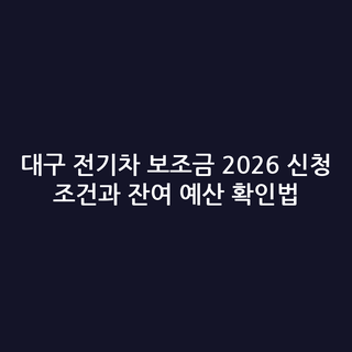 대구 전기차 보조금 2026 신청 조건과 잔여 예산 확인법